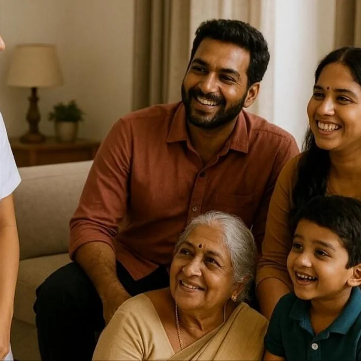 A family together at home