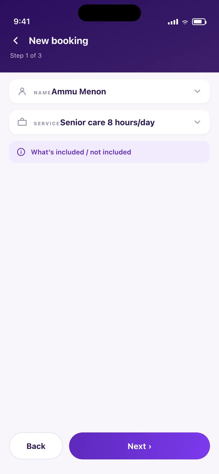 Booking, step one of three